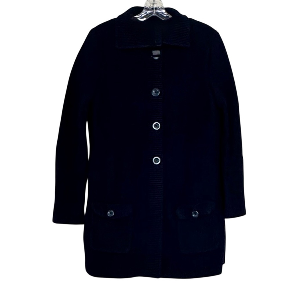 Tommy Hilfiger Dark Blue Heavy Knit Cardigan L Button Front Cotton Sweater - Picture 3 of 14